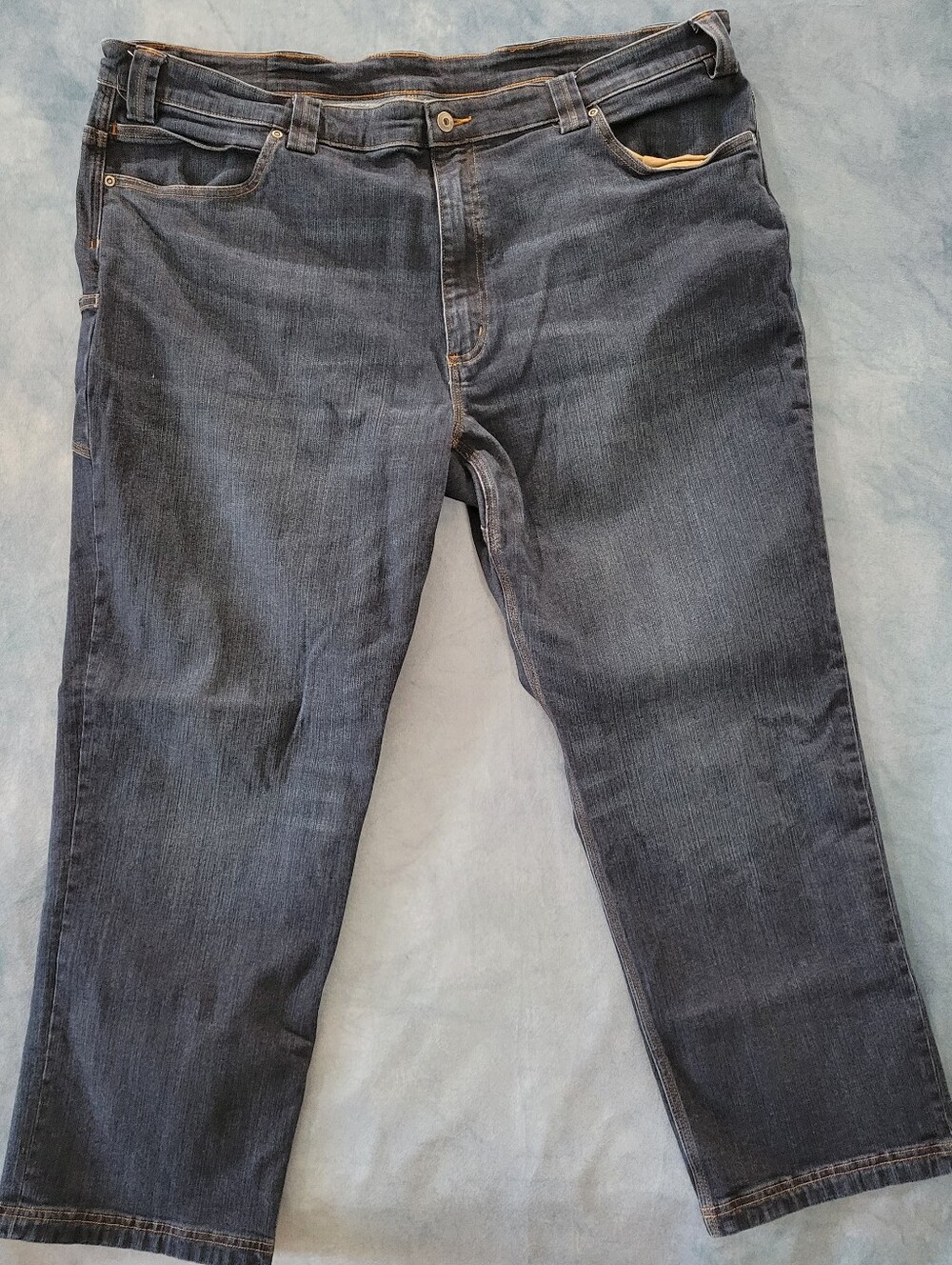 Duluth Trading Jeans Mens Tag 44x30 Actual 44x29 Blue Ballroom DoubleFlex Dark